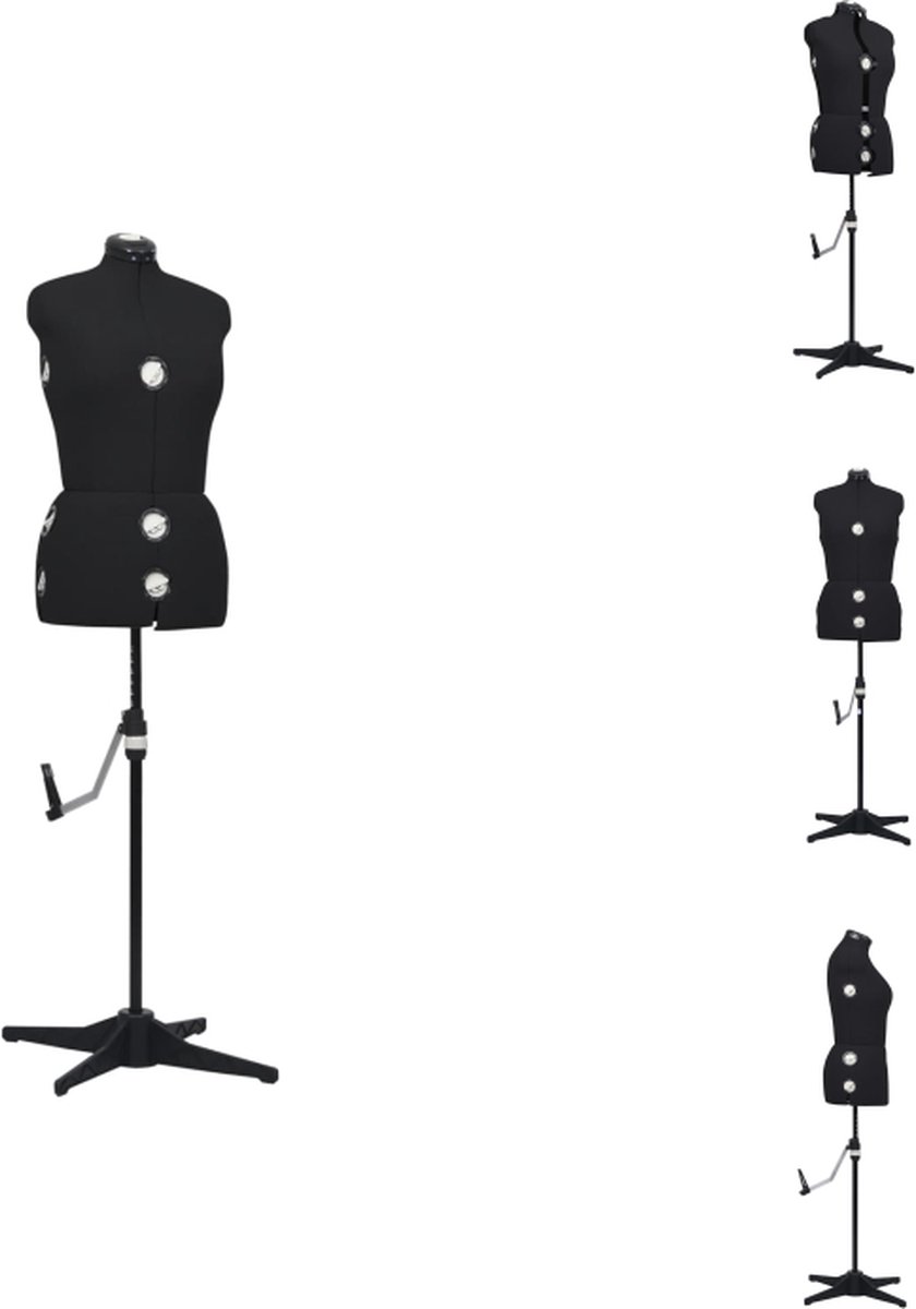 vidaXL verstelbare paspop - dameskleding - M / 40-46 - zwart - polyester en ABS - 102-117 cm buste - 76-94 cm taille - 102-119 cm heup - Kledingrek