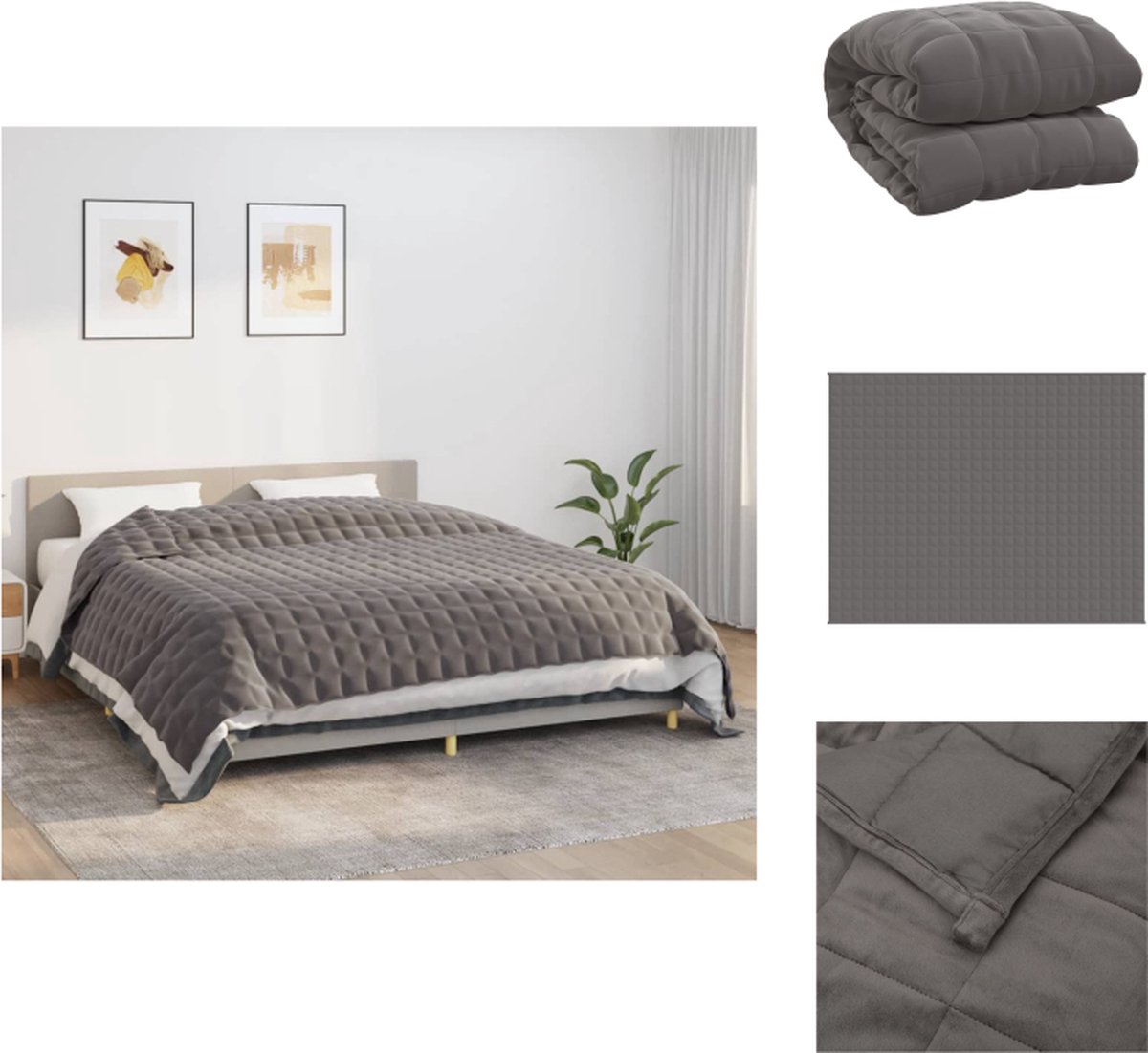 vidaXL - Verzwaringsdeken - 235x290 - cm - 15 - kg - stof - grijs