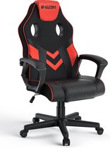 Liggende bureaustoel - BIGZZIA Gamer In Hoogte Verstelbare Stoel - met ademende rugleuning en comfortabele hoofdsteun - Zwart en Rood