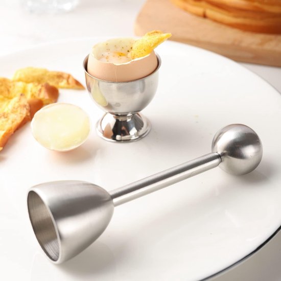 2 Deel Eiersnijder van Roestvrij Staal, Eieropener en Eiercracker voor Hardgekookt - Geschikt voor Het Maken van Salades en Sandwiches