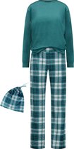 Hunkemöller Dames Nachtmode Pyjamaset met tas - Blauw - maat M