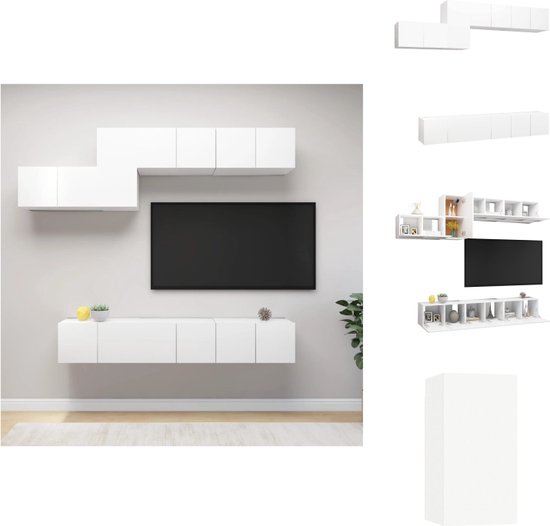 vidaXL Tv-meubelset Hangend - Spaanplaat - 60 x 30 x 30 cm - Wit - Kast