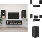vidaXL Televisiewandmeubelset - Hoogglans grijs - 37 x 37 x 72 cm - 4 x tv-meubel - Kast