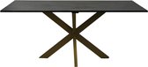 Table à manger rectangulaire en marbre - 180x90x77 - Zwart/doré - Marbre/métal