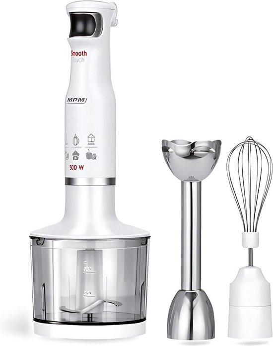 MPM - Staafmixer Set met Reservoir 500ml - Mixer met RVS Mes en Snelheidsregeling - 500W