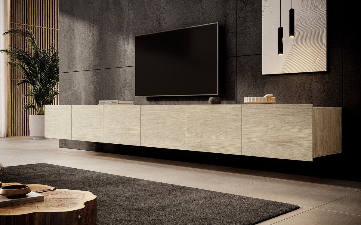 Meubella - TV-Meubel Calabas - Eiken - 300 cm