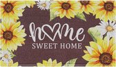 Decoratieve deurmat Home Sweet Home Deurmat Bloemen Zonnebloem Antislip Rubberen Ondersteuning voor Buiten en Binnen Voordeur, Tuin Ingang, Binnenplaats, 43 x 75 cm