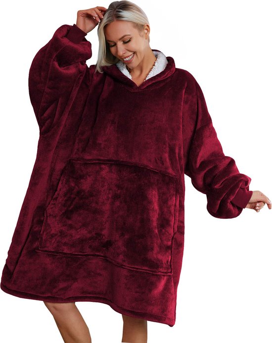 Foto: Jaxy hoodie deken snuggie snuggle hoodie fleece deken met mouwen hoodie blanket rood