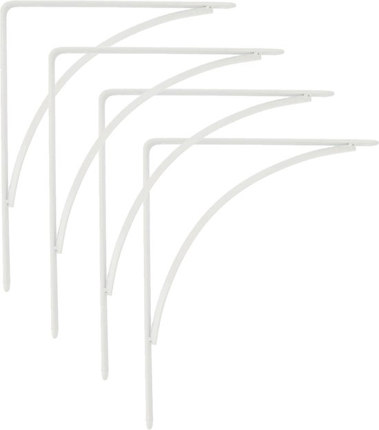 AMIG Support d'étagère/support d'étagère en métal - 4x - laqué blanc - H150 x L125 mm - supports d'étagère - jusqu'à 105 kg