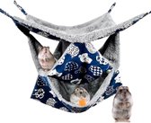 AYNKH 3-laags Hangmat voor Kleine Knaagdieren - Hamster Hangmat - Blauw Grijs - in Kooi