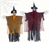 Livano Halloween Decoratie - Halloween Versiering - Binnen - Buiten - 2 Stuks - Skelet - Rood en Oranje