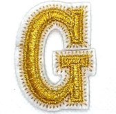 Alfabet Letter Strijk Embleem Patch Goud Wit Letter G / 3.5 cm / 4.5 cm