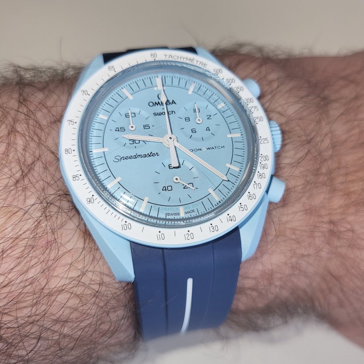 MoonSwatch horlogebandje - Blauw Wit Accent