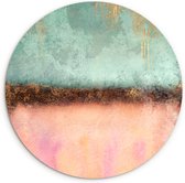 WallCircle - Wandcirkel 150x150 - Goud - Verf - Abstract - Groen - Roze - Ronde schilderijen woonkamer - Wandbord rond - Muurdecoratie cirkel - Kamer decoratie binnen - Wanddecoratie muurcirkel - Woonaccessoires