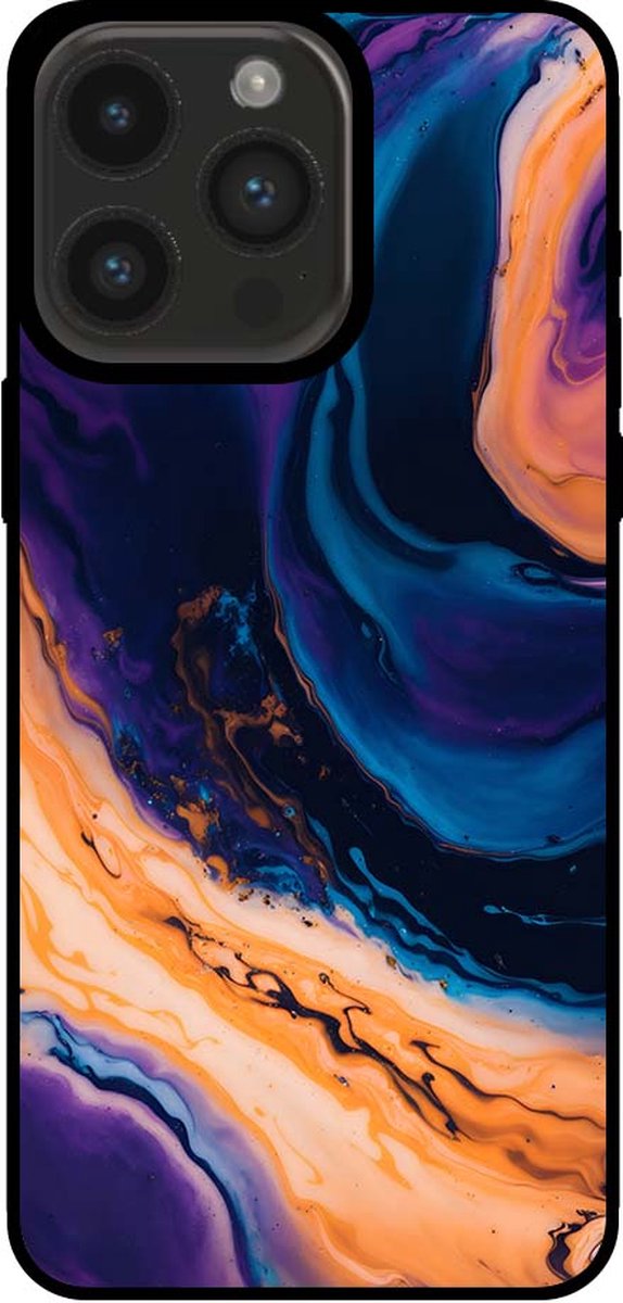 Smartphonica Telefoonhoesje voor iPhone 14 Pro Max marmer look - backcover marmer hoesje - Blauw geschikt voor iPhone 14 Pro Max
