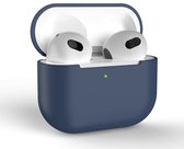 Hoesje in het Donker Blauw geschikt voor Apple AirPods 3 - TCH - Beschermhoes - Siliconen - Case - Soft case - Blauw