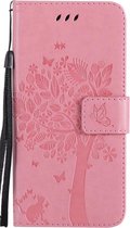 Apple iPhone XR Bookcase - Roze - Vlinders - Bloemen - Portemonnee Hoesje - Pasjeshouder