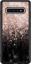 Samsung S10 hoesje glass - Marmer twist | Samsung Galaxy S10 case | Hardcase backcover zwart