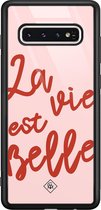 Samsung S10 hoesje glass - La vie est belle | Samsung Galaxy S10 case | Hardcase backcover zwart