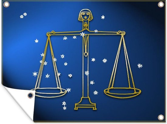 Muurdecoratie buiten Sterrenbeeld - Weegschaal - Sterren - 160x120 cm