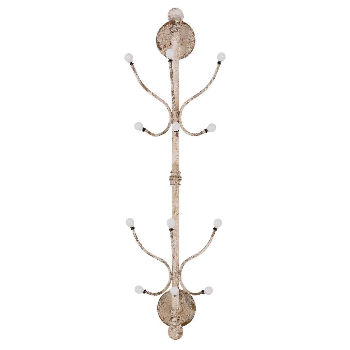 Clayre & Eef Wandkapstok 28x22x100 cm Wit IJzer
