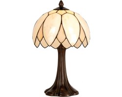 Lumilamp Tiffany Tafellamp Ø 25x42 cm Beige Bruin Glas