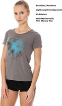 Brubeck Wandelshirt Dames - Naadloos Dun Lichtgewicht AirBalance T-Shirt met Merino Wol - Grijs M