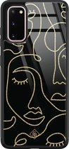 Samsung S20 hoesje glass - Abstract faces | Samsung Galaxy S20 case | Hardcase backcover zwart