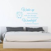 Muursticker Wake Up Wonderful - Lichtblauw - 60 x 44 cm - slaapkamer engelse teksten
