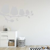Muursticker Uilen Op Tak - Lichtgrijs - 60 x 38 cm - baby en kinderkamer slaapkamer dieren