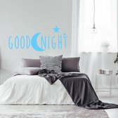 Muursticker Goodnight -  Lichtblauw -  80 x 40 cm  -  slaapkamer  engelse teksten  alle - Muursticker4Sale