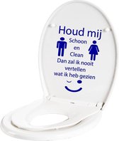 Wc Sticker Houd Mij Schoon En Clean -  Donkerblauw -  18 x 27 cm  -  toilet  alle - Muursticker4Sale