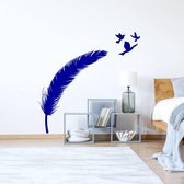 Muursticker Veer Met Vogels -  Donkerblauw -  80 x 80 cm  -  woonkamer  slaapkamer  baby en kinderkamer  alle  dieren - Muursticker4Sale