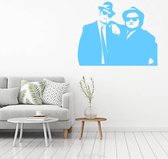 Muursticker Blues Brothers -  Lichtblauw -  50 x 40 cm  -  woonkamer  slaapkamer  alle - Muursticker4Sale