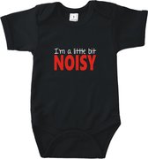 Rompertjes baby met tekst - I'm a little bit noisy - Romper zwart - Maat 50/56