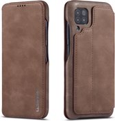 Voor Huwei P40 Lite / nova 6 SE LC.IMEEKE Hon Ancient Series horizontale flip lederen tas met houder en kaartsleuf (koffie)