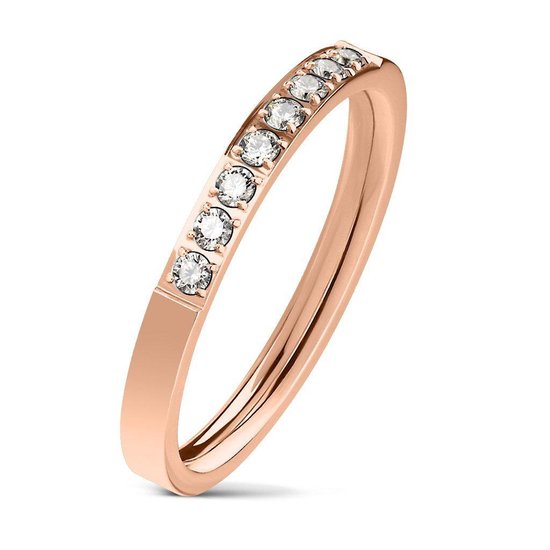 Ring Dames - Ringen Dames - Kleur - Ring - Met 8 Steentjes van Zirkonia - Zircon