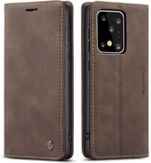 caseme - Hoesje geschikt voor Samsung Galaxy S20 Ultra - wallet book case - magneetsluiting - donker bruin