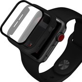 Apple Watch 42MM Hoesje - Hard Plastic Bumper met Tempered Glass - Zwart