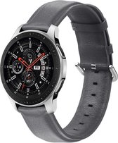 Universeel Smartwatch 22MM Bandje Echt Leer met RVS Gespsluiting Grijs