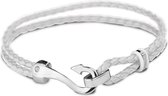 Silventi 980101832 - Stalen Armband - Leer - Wit - 3mm - 18,5 cm - Sluiting Haak - Zirkonia - Wit