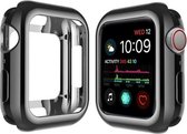 Geschikt voor Apple Watch TPU Case - Maat: 38mm - zwart-metalic - hoesje - beschermhoes - protector - bescherming