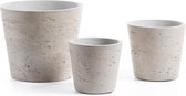 Kave Home - Lot de 3 pots de fleurs bas gris