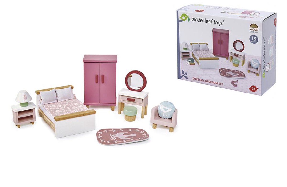 Meubeltjes Slaapkamer Poppenhuis - Tender Leaf Toys