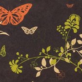 Inpakpapier Bruin + vlinders en bloemen 30cm x 200mtr