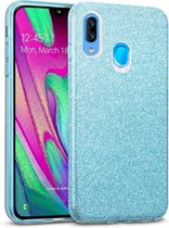 Samsung Galaxy A40 Hoesje Glitters Siliconen TPU Case Blauw - BlingBling Cover