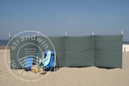 Strand Windscherm 5 meter dralon Effen Grijs met houten stokken | bol.com