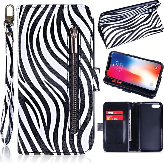 P C K Apple Iphone 7 Plus Zebra Rits, Iphone 7 Plus Hoesje Bookcase