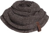 Knit Factory Coco Gebreide Colsjaal - Ronde Sjaal - Nekwarmer - Wollen Sjaal - Bruin gemeleerde Colsjaal - Dames sjaal - Heren sjaal - Unisex - Bruin/Taupe - One Size