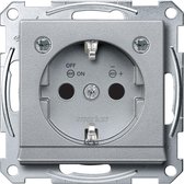 Stopcontact - Inbouw - Randaarde - Beveiliging - Verlichting - Aluminium - Systeem M - Schneider Electric - MTN2304-0460
